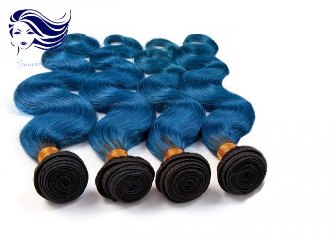 Da cor bonita brasileira de Ombre do cabelo da onda do corpo do Virgin cabelo curto 1B/azul