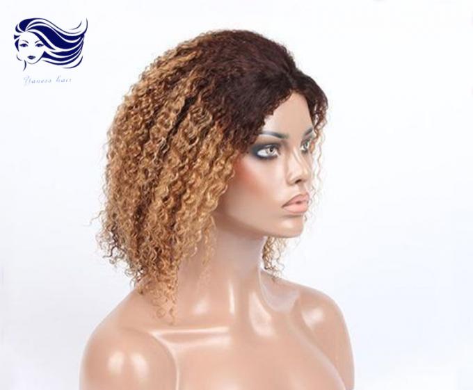 Cor curto de Ombre das perucas do cabelo humano das perucas encaracolado do laço da parte dianteira do cabelo humano