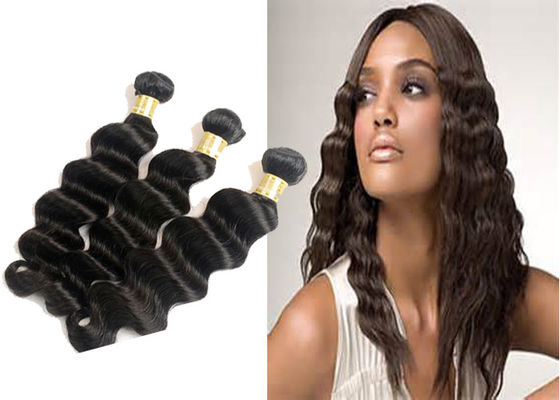 Nenhum Weave brasileiro de derramamento do cabelo ondulado de corpo preto das extensões do cabelo do Virgin