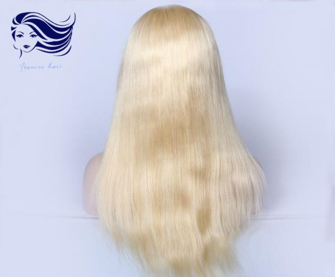 Cabelo humano das perucas completas louras retas do laço, cabelo completo do Virgin das perucas do laço